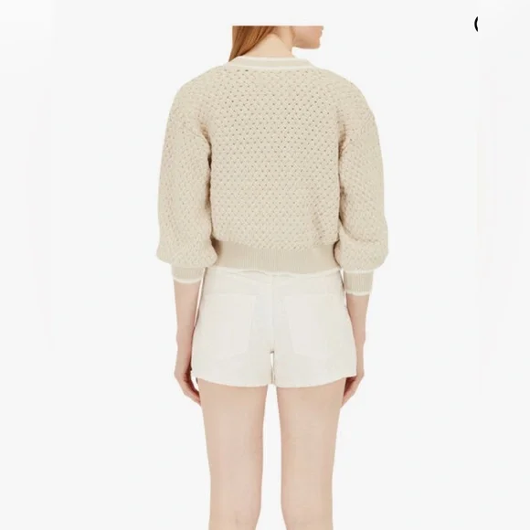NWT Veronica Beard Kylean Cotton Knit Cardigan Sweater Top Cream White Sm 4 6 - Picture 4 of 10